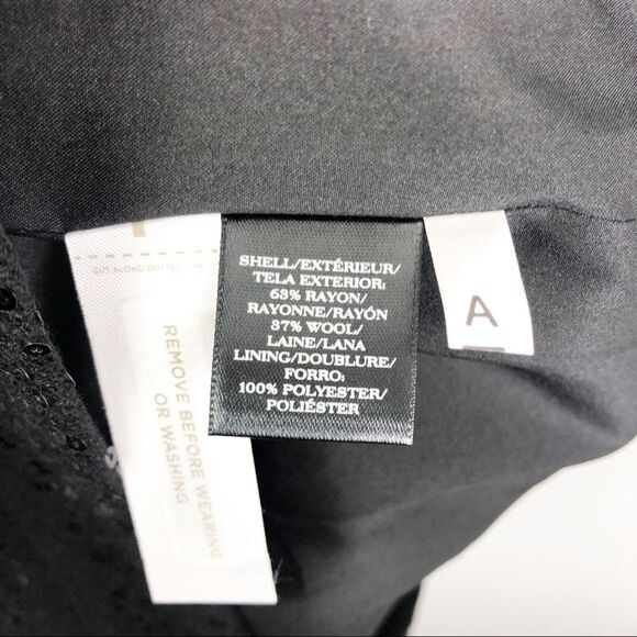 LOFT | Sequin Stripe Wool Blend Skirt Black Size 4 - Picture 7 of 9